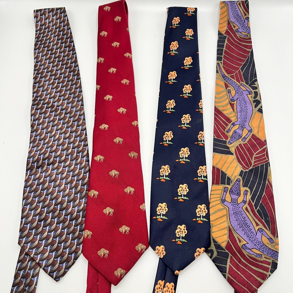 Lot of 4 Mens Nature Themed Silk Ties Nature Conservancy